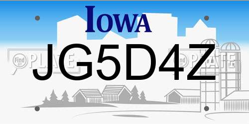 JG5D4Z Iowa License Plate