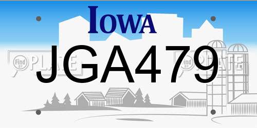 JGA479 Iowa License Plate