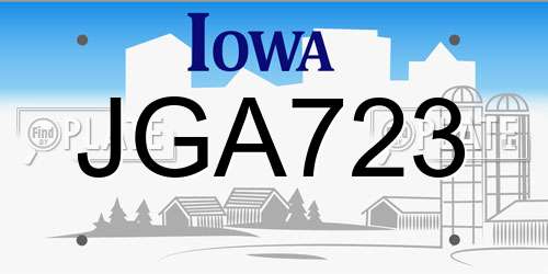 JGA723 Iowa License Plate