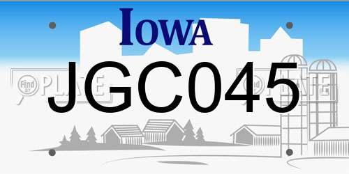 JGC045 Iowa License Plate