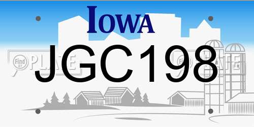 JGC198 Iowa License Plate