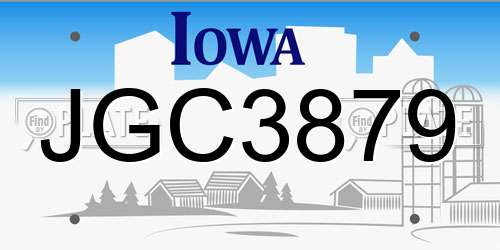 JGC3879 Iowa License Plate