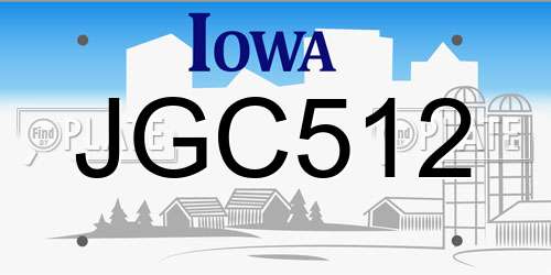 JGC512 Iowa License Plate