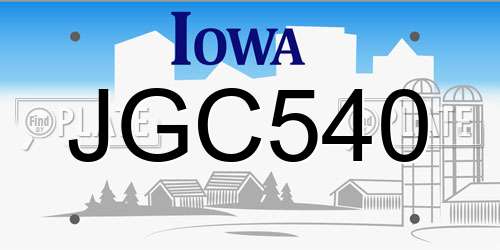 JGC540 Iowa License Plate