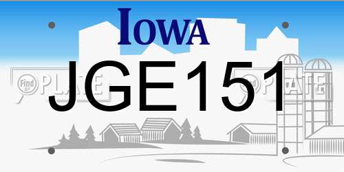 JGE151 Iowa License Plate