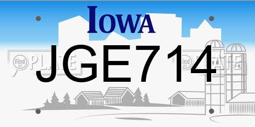 JGE714 Iowa License Plate