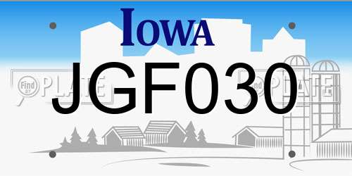 JGF030 Iowa License Plate
