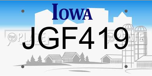 JGF419 Iowa License Plate