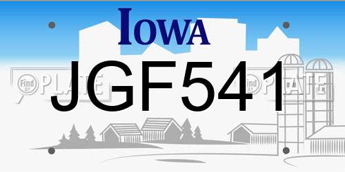 JGF541 Iowa License Plate