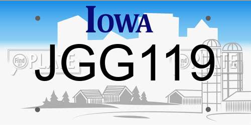 JGG119 Iowa License Plate