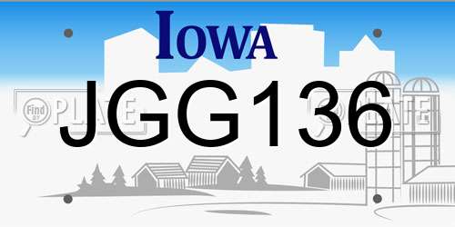 JGG136 Iowa License Plate