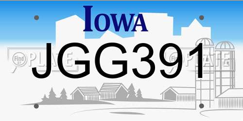 JGG391 Iowa License Plate