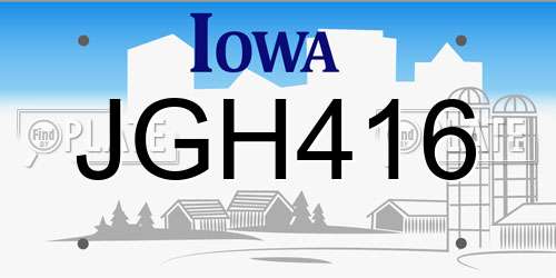 JGH416 Iowa License Plate