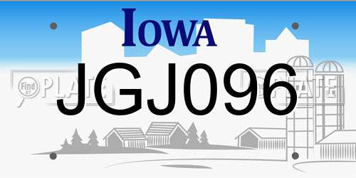 JGJ096 Iowa License Plate