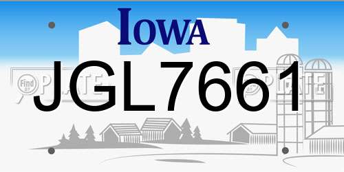 JGL7661 Iowa License Plate