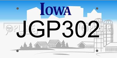 JGP302 Iowa License Plate