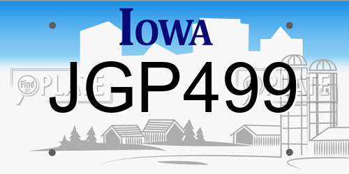 JGP499 Iowa License Plate