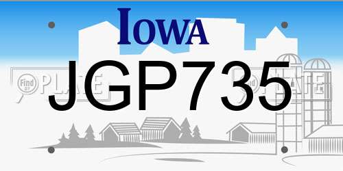 JGP735 Iowa License Plate