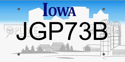 JGP73B Iowa License Plate