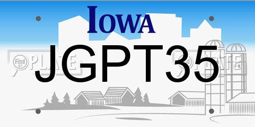 JGPT35 Iowa License Plate