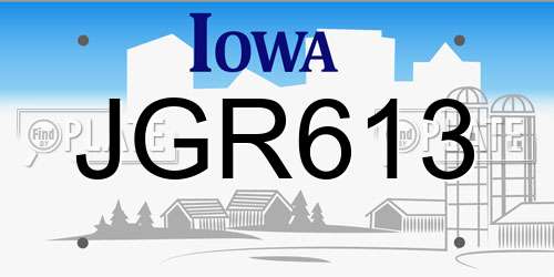 JGR613 Iowa License Plate