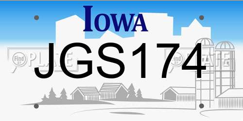 JGS174 Iowa License Plate