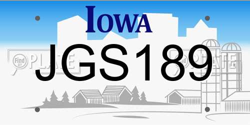 JGS189 Iowa License Plate