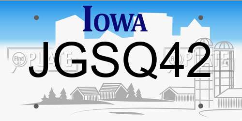 JGSQ42 Iowa License Plate