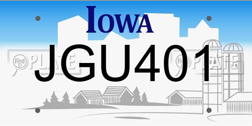 JGU401 Iowa License Plate