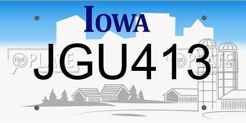 JGU413 Iowa License Plate