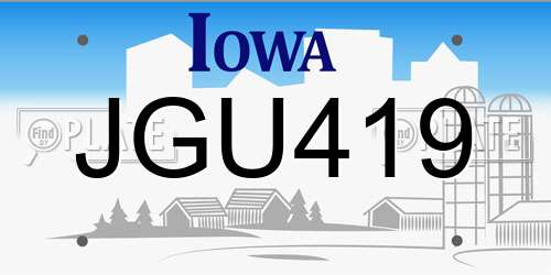JGU419 Iowa License Plate