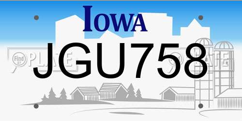 JGU758 Iowa License Plate