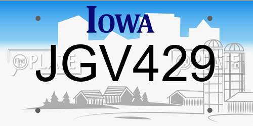 JGV429 Iowa License Plate