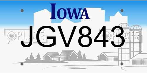 JGV843 Iowa License Plate