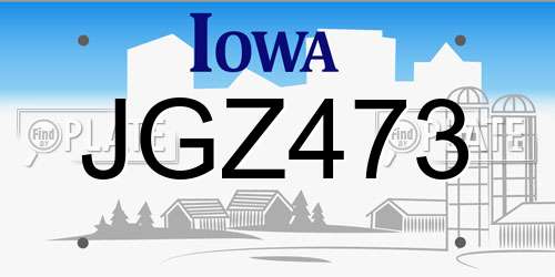 JGZ473 Iowa License Plate