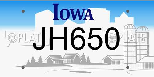 JH650 Iowa License Plate