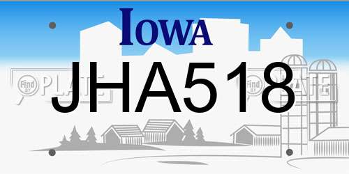 JHA518 Iowa License Plate
