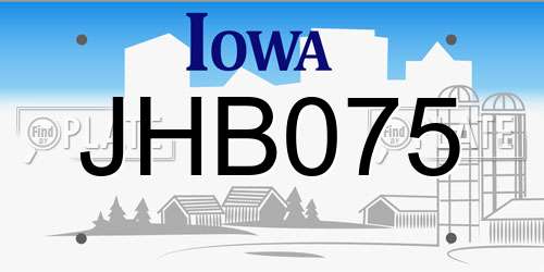 JHB075 Iowa License Plate