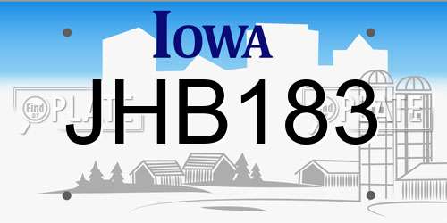 JHB183 Iowa License Plate