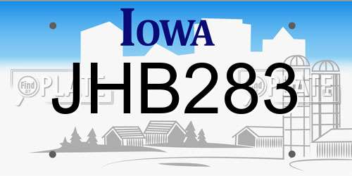JHB283 Iowa License Plate