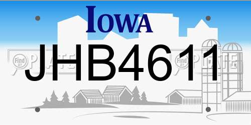 JHB4611 Iowa License Plate