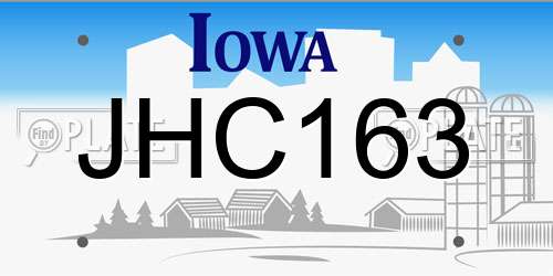 JHC163 Iowa License Plate