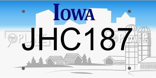JHC187 Iowa License Plate