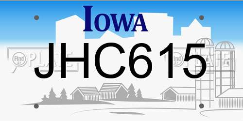 JHC615 Iowa License Plate