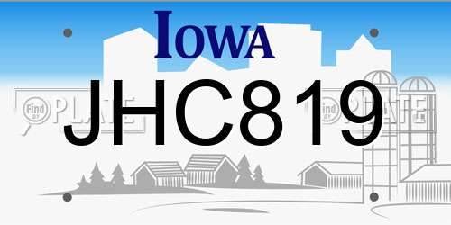 JHC819 Iowa License Plate