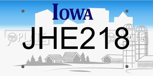 JHE218 Iowa License Plate