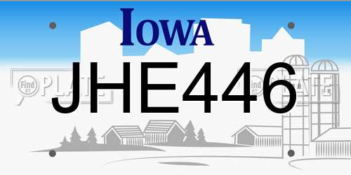 JHE446 Iowa License Plate
