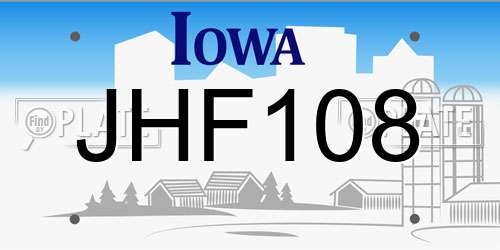 JHF108 Iowa License Plate