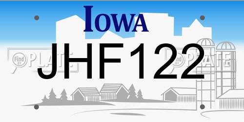 JHF122 Iowa License Plate