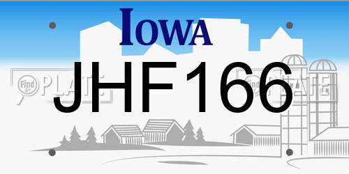 JHF166 Iowa License Plate
